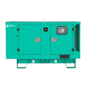 A Green Cummins C22D5 Generator on a white background