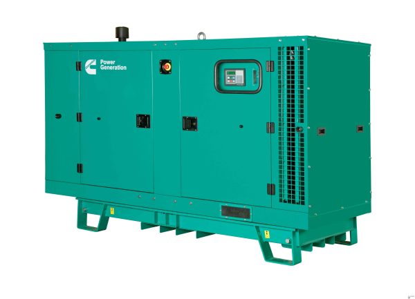 a green cummins generator on a white background